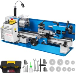 SucceBuy Mini Metal Lathe Machine 7"x14" 550W 180x350mm Variable Speed + 3 Jaw Chuck for Metalworking Turning Drilling Threading