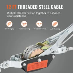 SucceBuy Come Along Winch 2/4/5 Ton Pulling Capacity Heavy Duty Ratchet Automotive Hoist Power Cable Puller for Vehicle Rescue