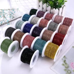Crystal glass Rhinestone Chain with Colorful bottom sew on stone Cup Chain Gule on Rhinestone Trim DIY Accessories
