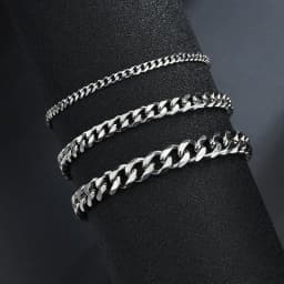 Sifisrri Punk Men 3/5/7mm Stainless Steel Curb Cuban Link Chain Bracelets Gold Color Solid Chains Unisex Wrist Jewelry Gift