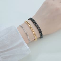 Sifisrri Punk Men 3/5/7mm Stainless Steel Curb Cuban Link Chain Bracelets Gold Color Solid Chains Unisex Wrist Jewelry Gift