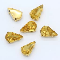5x8mm 6x10mm 8x13mm 24-Colors Sew on Flat Water Drops Teardrop Crystal Rhinestones With Gold Claw Button Wedding Dress Bags Diy