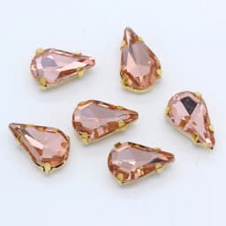 5x8mm 6x10mm 8x13mm 24-Colors Sew on Flat Water Drops Teardrop Crystal Rhinestones With Gold Claw Button Wedding Dress Bags Diy