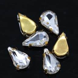 5x8mm 6x10mm 8x13mm 24-Colors Sew on Flat Water Drops Teardrop Crystal Rhinestones With Gold Claw Button Wedding Dress Bags Diy
