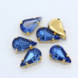 5x8mm 6x10mm 8x13mm 24-Colors Sew on Flat Water Drops Teardrop Crystal Rhinestones With Gold Claw Button Wedding Dress Bags Diy
