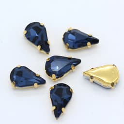 5x8mm 6x10mm 8x13mm 24-Colors Sew on Flat Water Drops Teardrop Crystal Rhinestones With Gold Claw Button Wedding Dress Bags Diy
