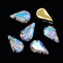 5x8mm 6x10mm 8x13mm 24-Colors Sew on Flat Water Drops Teardrop Crystal Rhinestones With Gold Claw Button Wedding Dress Bags Diy