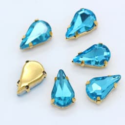 5x8mm 6x10mm 8x13mm 24-Colors Sew on Flat Water Drops Teardrop Crystal Rhinestones With Gold Claw Button Wedding Dress Bags Diy