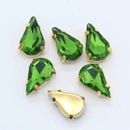 5x8mm 6x10mm 8x13mm 24-Colors Sew on Flat Water Drops Teardrop Crystal Rhinestones With Gold Claw Button Wedding Dress Bags Diy