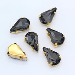 5x8mm 6x10mm 8x13mm 24-Colors Sew on Flat Water Drops Teardrop Crystal Rhinestones With Gold Claw Button Wedding Dress Bags Diy