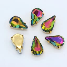5x8mm 6x10mm 8x13mm 24-Colors Sew on Flat Water Drops Teardrop Crystal Rhinestones With Gold Claw Button Wedding Dress Bags Diy