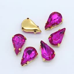 5x8mm 6x10mm 8x13mm 24-Colors Sew on Flat Water Drops Teardrop Crystal Rhinestones With Gold Claw Button Wedding Dress Bags Diy
