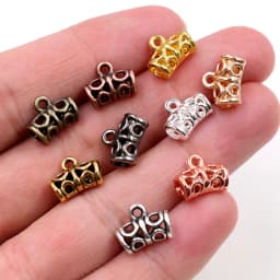 20pcs 12x9mm Beads Bails Pendants Jewelry Making DIY Necklace Silver Plated Gold Black Bails Pendants Charm Jewelry Supplies