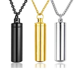 3 Colors Stainless Steel Holder Cylinder Ashes Urn Pendant Cremation Memorial Keepsake Necklace Jewelry Dropship