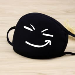 Black Mask Unisex Winter Warm Thickening Half Face Mouth Mask Cotton Cartoon Pattern Anti-Dust Anti- Respirator Black Kpop Mask