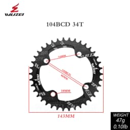 WUZEI 104BCD Round Shape Chainrings 30T 32T 34T 36T 38T 40T 42T 44T 46T 48T 50T 52T Narrow Wide Chain Wheel MTB Bicycle Parts