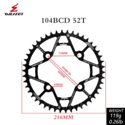 WUZEI 104BCD Round Shape Chainrings 30T 32T 34T 36T 38T 40T 42T 44T 46T 48T 50T 52T Narrow Wide Chain Wheel MTB Bicycle Parts