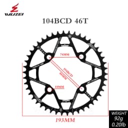 WUZEI 104BCD Round Shape Chainrings 30T 32T 34T 36T 38T 40T 42T 44T 46T 48T 50T 52T Narrow Wide Chain Wheel MTB Bicycle Parts