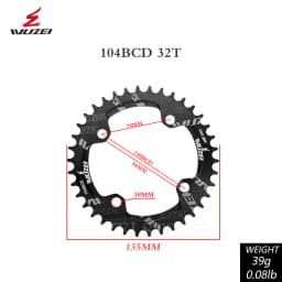 WUZEI 104BCD Round Shape Chainrings 30T 32T 34T 36T 38T 40T 42T 44T 46T 48T 50T 52T Narrow Wide Chain Wheel MTB Bicycle Parts