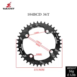 WUZEI 104BCD Round Shape Chainrings 30T 32T 34T 36T 38T 40T 42T 44T 46T 48T 50T 52T Narrow Wide Chain Wheel MTB Bicycle Parts