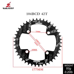 WUZEI 104BCD Round Shape Chainrings 30T 32T 34T 36T 38T 40T 42T 44T 46T 48T 50T 52T Narrow Wide Chain Wheel MTB Bicycle Parts