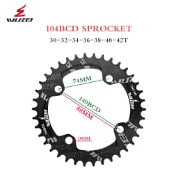 WUZEI 104BCD Round Shape Chainrings 30T 32T 34T 36T 38T 40T 42T 44T 46T 48T 50T 52T Narrow Wide Chain Wheel MTB Bicycle Parts