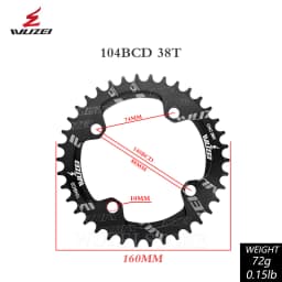 WUZEI 104BCD Round Shape Chainrings 30T 32T 34T 36T 38T 40T 42T 44T 46T 48T 50T 52T Narrow Wide Chain Wheel MTB Bicycle Parts