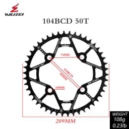 WUZEI 104BCD Round Shape Chainrings 30T 32T 34T 36T 38T 40T 42T 44T 46T 48T 50T 52T Narrow Wide Chain Wheel MTB Bicycle Parts