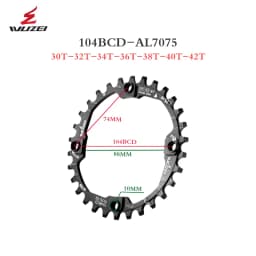 WUZEI 104BCD Round Shape Chainrings 30T 32T 34T 36T 38T 40T 42T 44T 46T 48T 50T 52T Narrow Wide Chain Wheel MTB Bicycle Parts