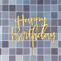 Gold Silver Happy Birthday Cake Toppers Acrylic Classic Birthday Cupcake Topper Dessert Decoration For Baby Shower Cake Supplies