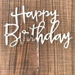 Gold Silver Happy Birthday Cake Toppers Acrylic Classic Birthday Cupcake Topper Dessert Decoration For Baby Shower Cake Supplies