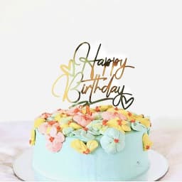 Gold Silver Happy Birthday Cake Toppers Acrylic Classic Birthday Cupcake Topper Dessert Decoration For Baby Shower Cake Supplies