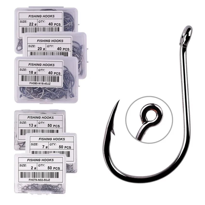 50pcs / 20pcs / Box Circle Carp Eyed Fishing Hook Size 2-22# Ring Eye Japan Fishhooks Fishing Hooks Single Jig Fish Hook Tackle