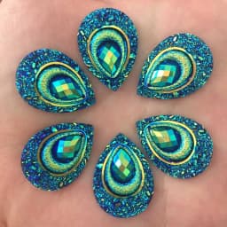 20pcs 18*25mm Drop AB Black Resin Peacock eye Flatback Rhinestone Ornament applique wedding DIY Scrapbook