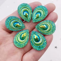 20pcs 18*25mm Drop AB Black Resin Peacock eye Flatback Rhinestone Ornament applique wedding DIY Scrapbook