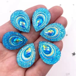 20pcs 18*25mm Drop AB Black Resin Peacock eye Flatback Rhinestone Ornament applique wedding DIY Scrapbook