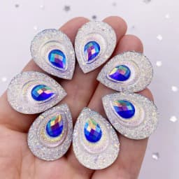 20pcs 18*25mm Drop AB Black Resin Peacock eye Flatback Rhinestone Ornament applique wedding DIY Scrapbook