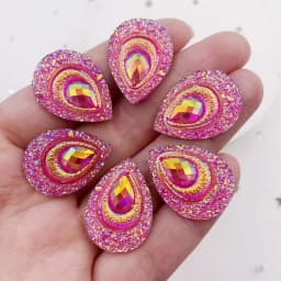 20pcs 18*25mm Drop AB Black Resin Peacock eye Flatback Rhinestone Ornament applique wedding DIY Scrapbook