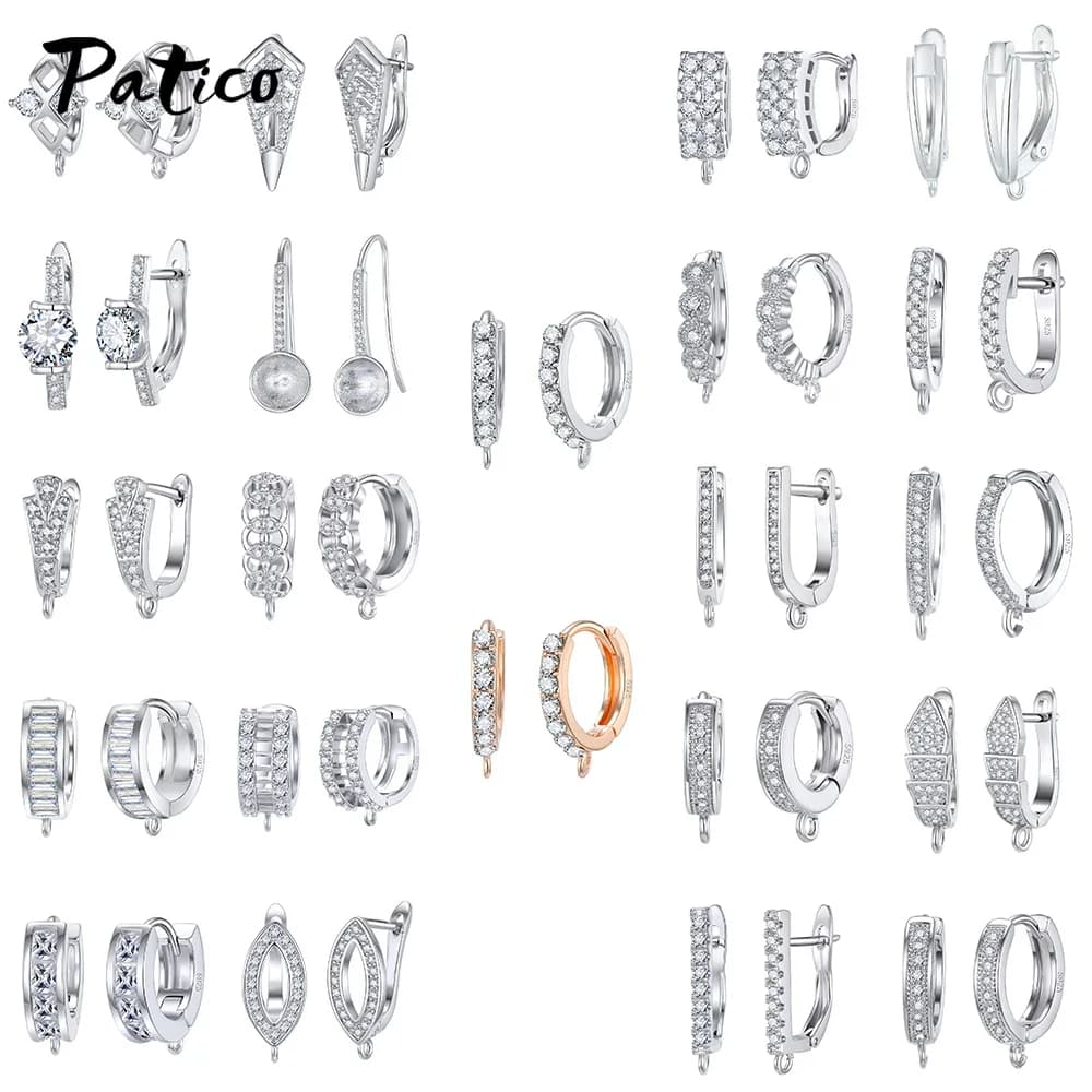 Wholesale 925 Sterling Silver Hook Earring DIY Accessories Crystal AAA Cubic Zirconia Handmade Earrings Jewelry Making Findings