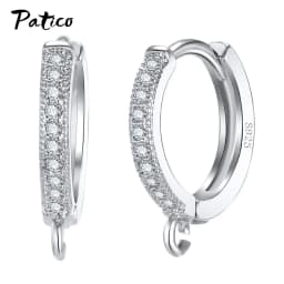 Wholesale 925 Sterling Silver Hook Earring DIY Accessories Crystal AAA Cubic Zirconia Handmade Earrings Jewelry Making Findings