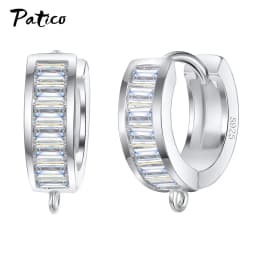 Wholesale 925 Sterling Silver Hook Earring DIY Accessories Crystal AAA Cubic Zirconia Handmade Earrings Jewelry Making Findings