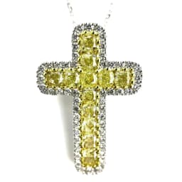 Huitan Lovely Cross Pendant Necklace Bright Yellow Color Cubic Zircon Anniversary Gift Daily Wear Women Necklace Fashion Jewelry