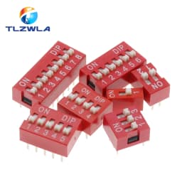 10PCS Red, Blue Toggle Switch Spacing 2.54MM DIP Dial The Code Switch 1 2 3 4 5 6 7 8 9 10 12 PIN Quick Switch