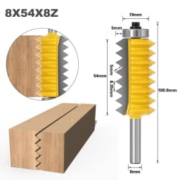 8mm Shank Raised panel"V"joint Bits Finger Joint Glue Milling Cutter for Wood Tenon Woodwork Cone Tenon Milling Tenoning Machine