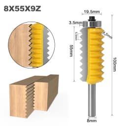 8mm Shank Raised panel"V"joint Bits Finger Joint Glue Milling Cutter for Wood Tenon Woodwork Cone Tenon Milling Tenoning Machine