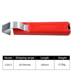 Electrician Wire Stripper Knife Rubber Handle Hand Stripping Tool for 4-50mm PVC, Silicone Rubber PTFE Cable