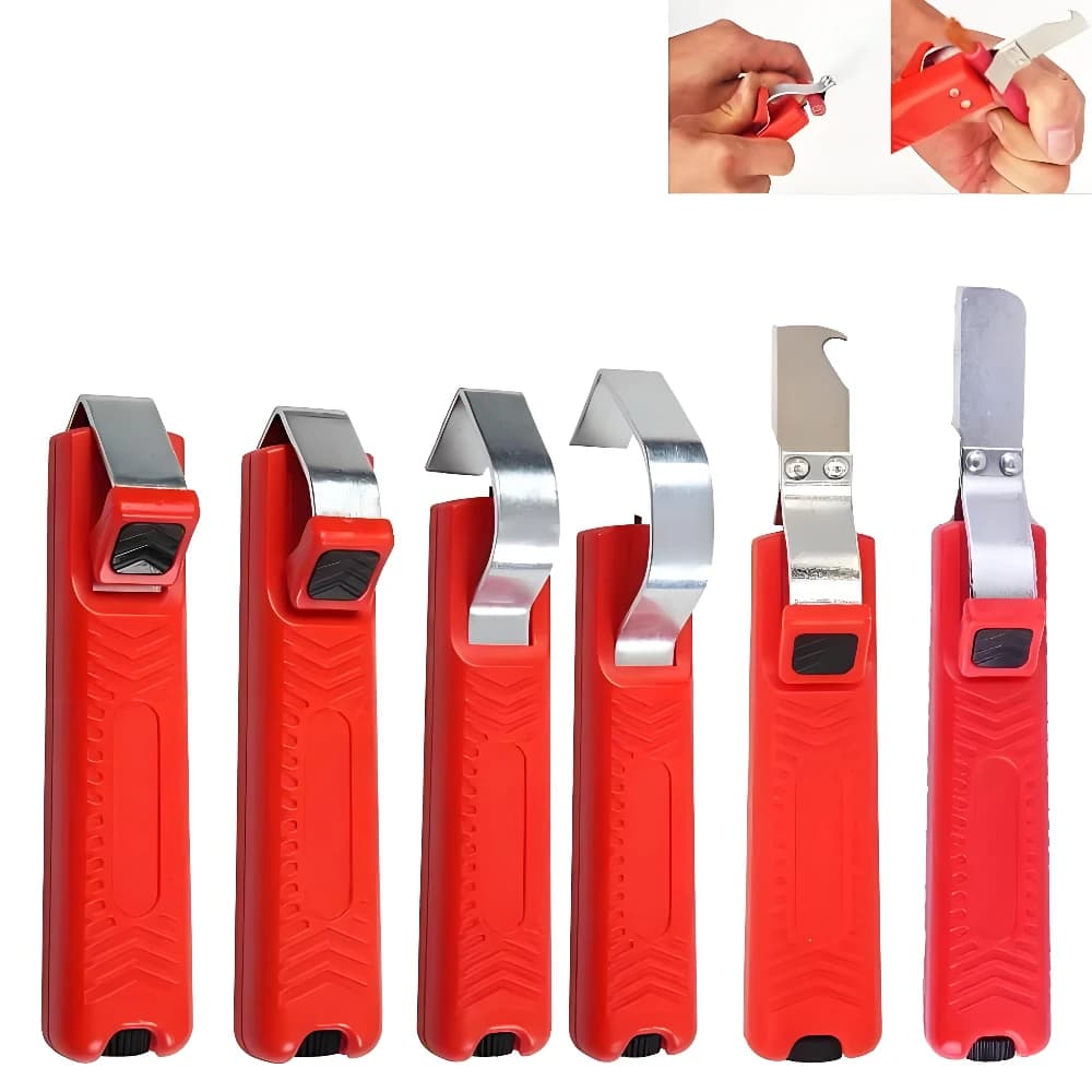 Electrician Wire Stripper Knife Rubber Handle Hand Stripping Tool for 4-50mm PVC, Silicone Rubber PTFE Cable