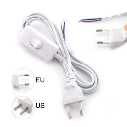 1.8m AC Power Supply Cord On-Off Switch Two-Pin Extension Cords Cable Type Adapter Line For LED Light Lamp EU US Plug