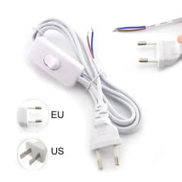 1.8m AC Power Supply Cord On-Off Switch Two-Pin Extension Cords Cable Type Adapter Line For LED Light Lamp EU US Plug