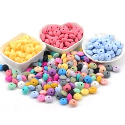 LOFCA 20pcs Silicone Lentil Beads 12mm BPA Free DIY For Silicone Jewelry Bracelet Necklace Accessories For Making Bracelets